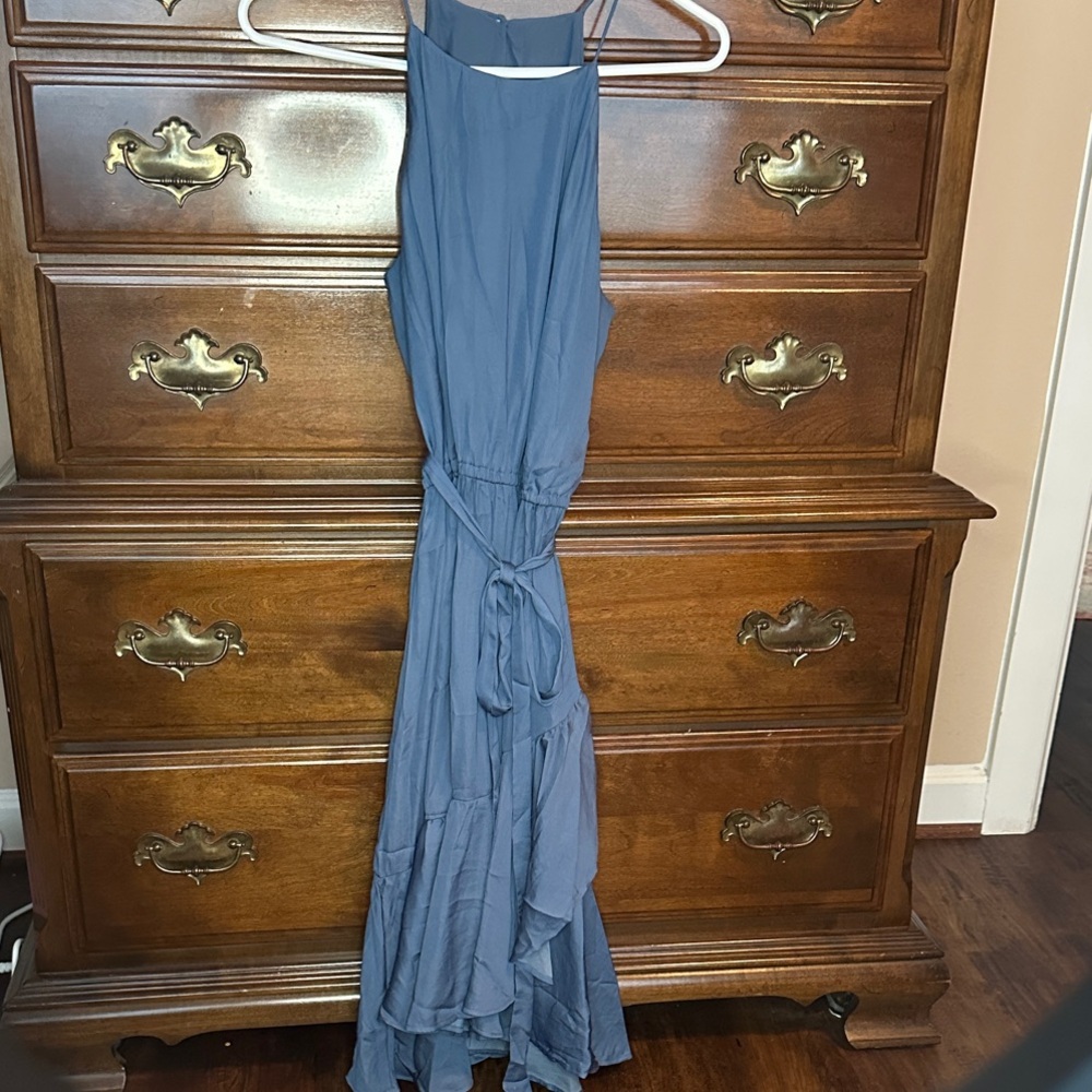 LOFT Blue Maxi Dress with Ruffle Hem